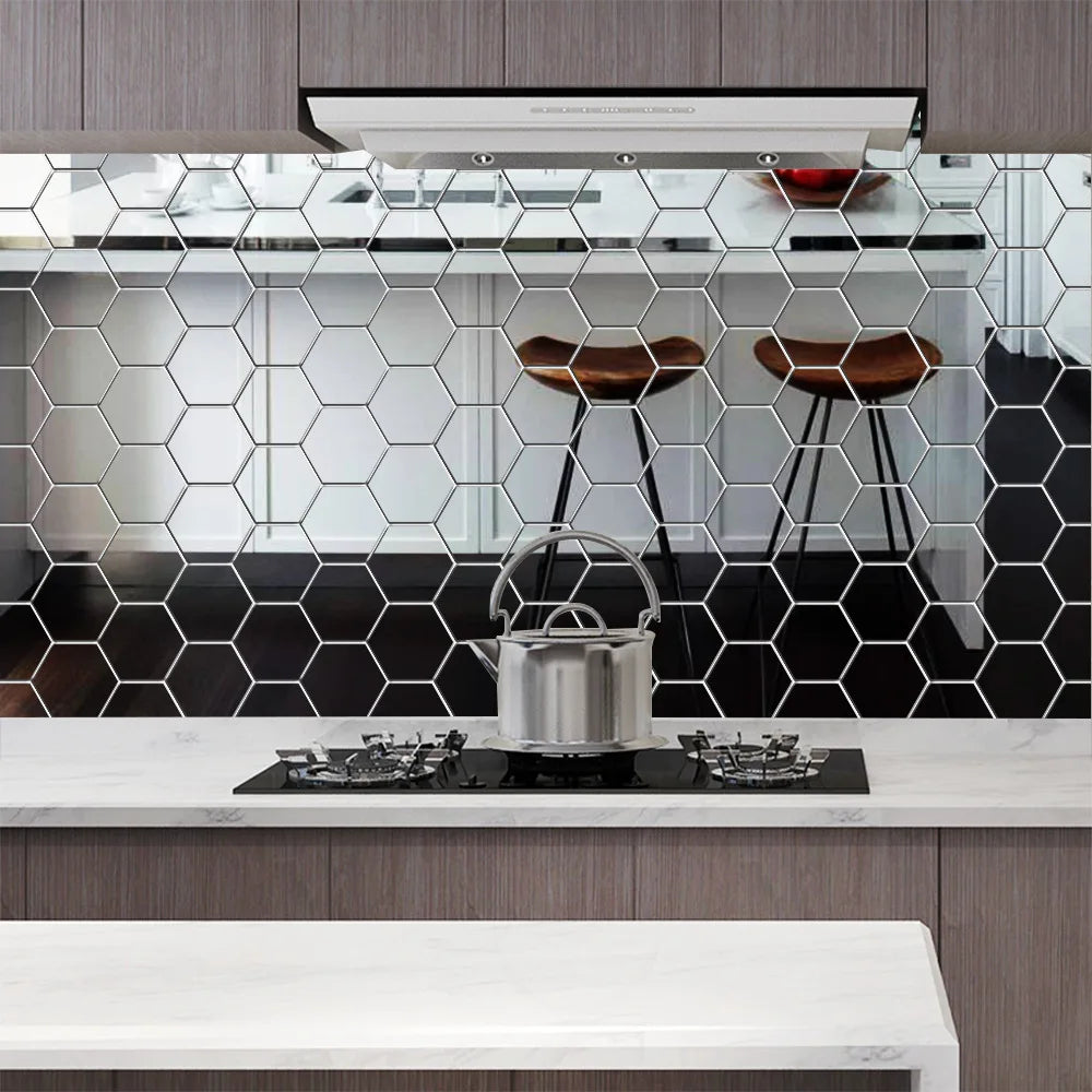6/12PCS DIY 3D Mirror Wall Stickers Hexagon Home Decor Mirror Decor Sticker Mural Removable Living-Room Decal Art Ornament Hot