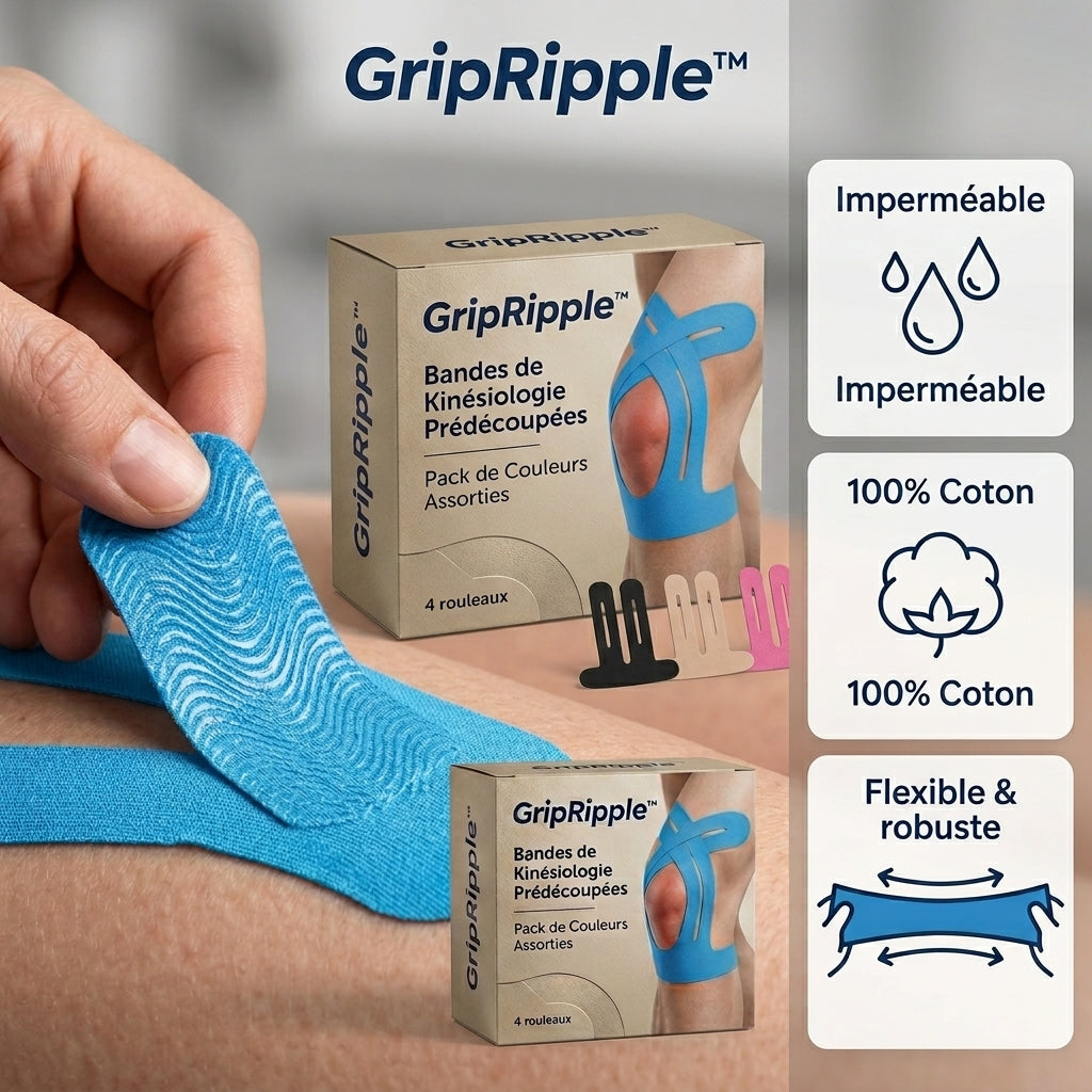 Kinesiotape Pré-découpée pour le Genou – GripRipple™ (LIVRAISON GRATUITE)