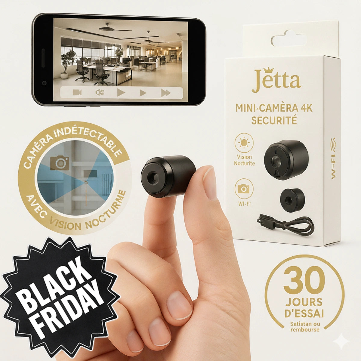 SpyJetta™ 4K – Mini Caméra Espion Indétectable avec Vision Nocturne et Wi-Fi - [BLACK FRIDAY] - [ACHETÉZ 1, RECEVÉZ 2 - GRATUIT]